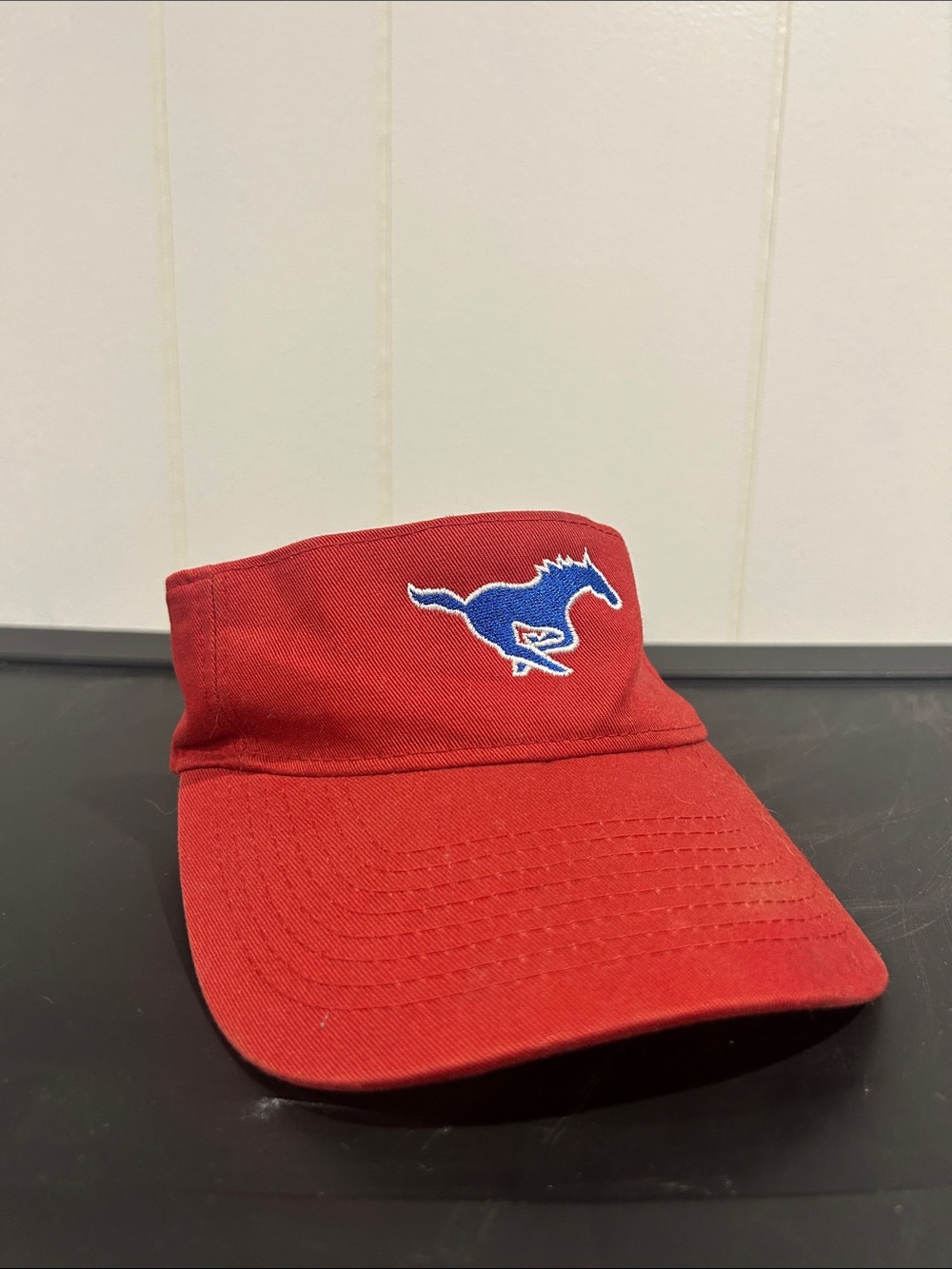 adidas Red Visor with Blue Horse Logo